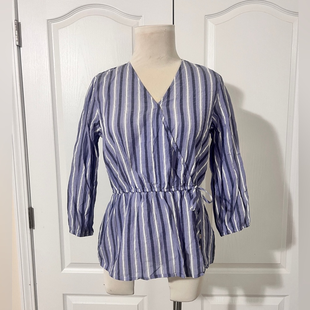 Marc New York 100% Cotton V Neck Wrap Shirt - sZ S